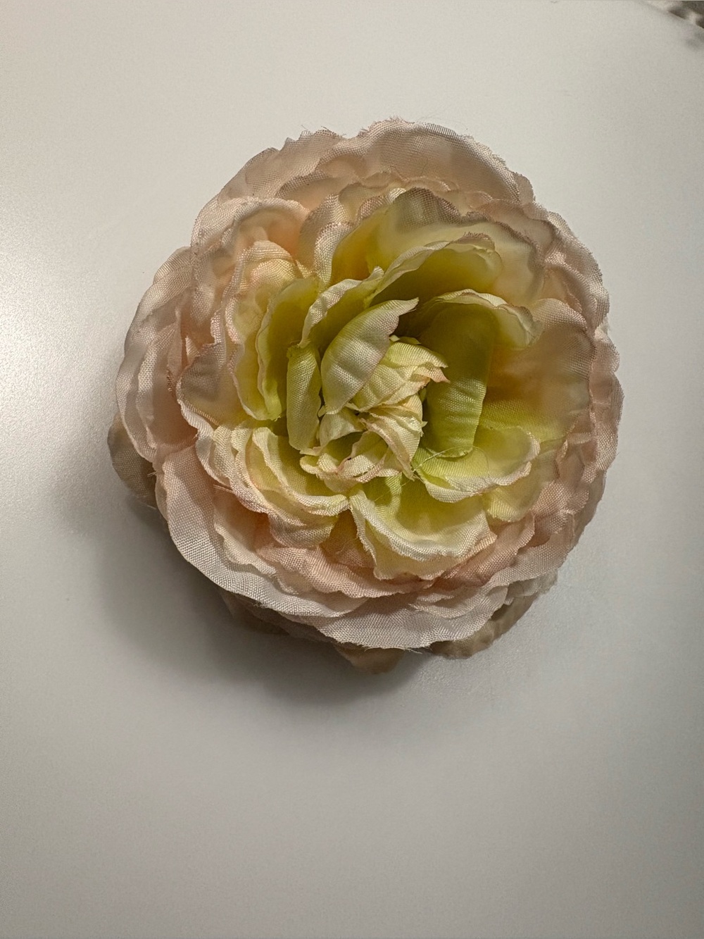 Delicate Pale Pink and Green Silk Flower Hair Tie